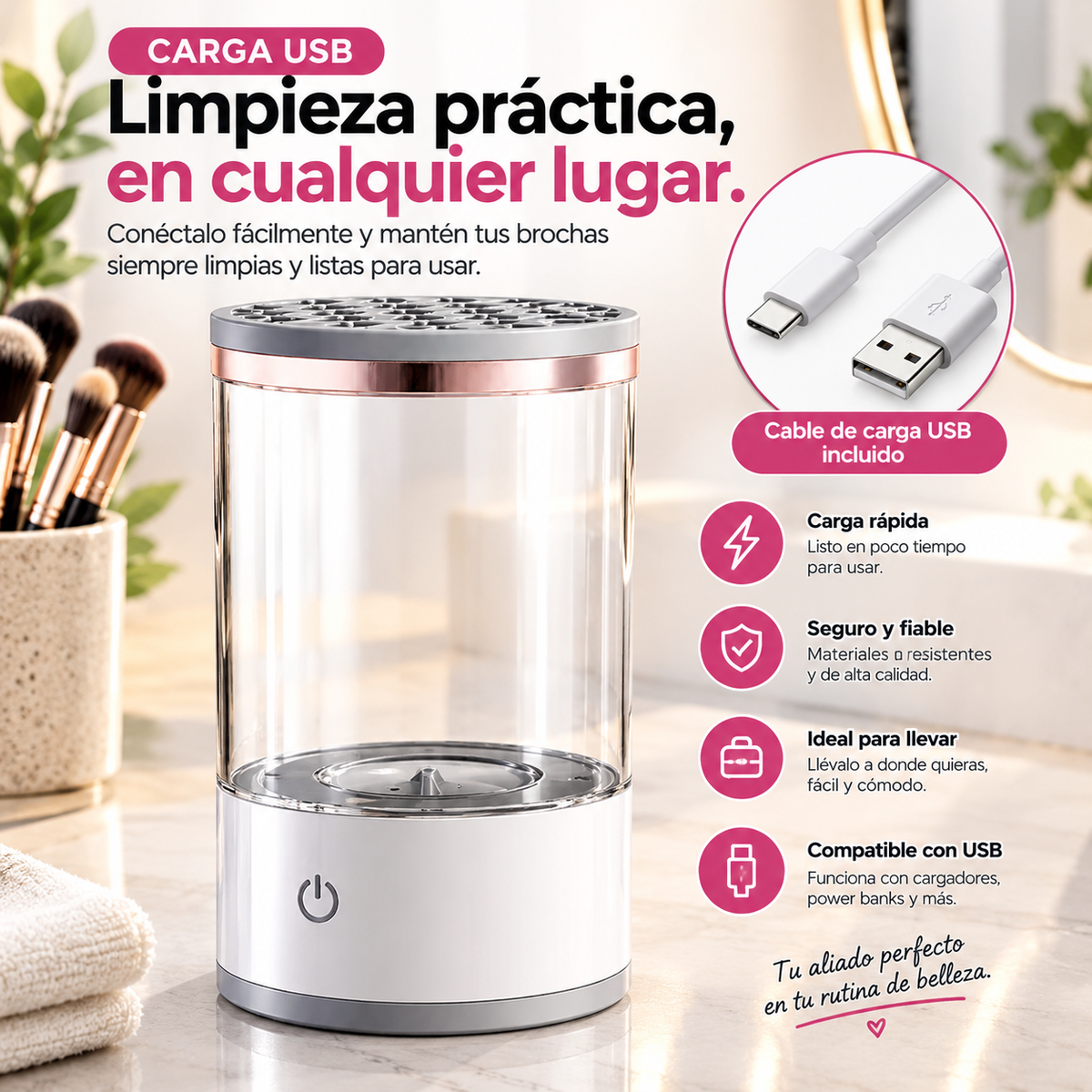 Limpiador Automático de Brochas de Maquillaje