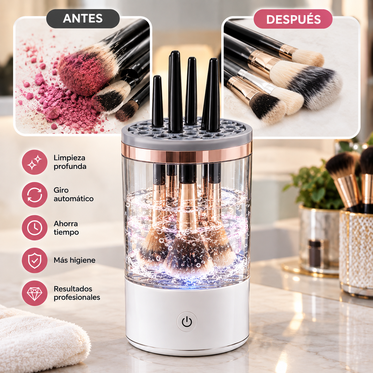 Limpiador Automático de Brochas de Maquillaje