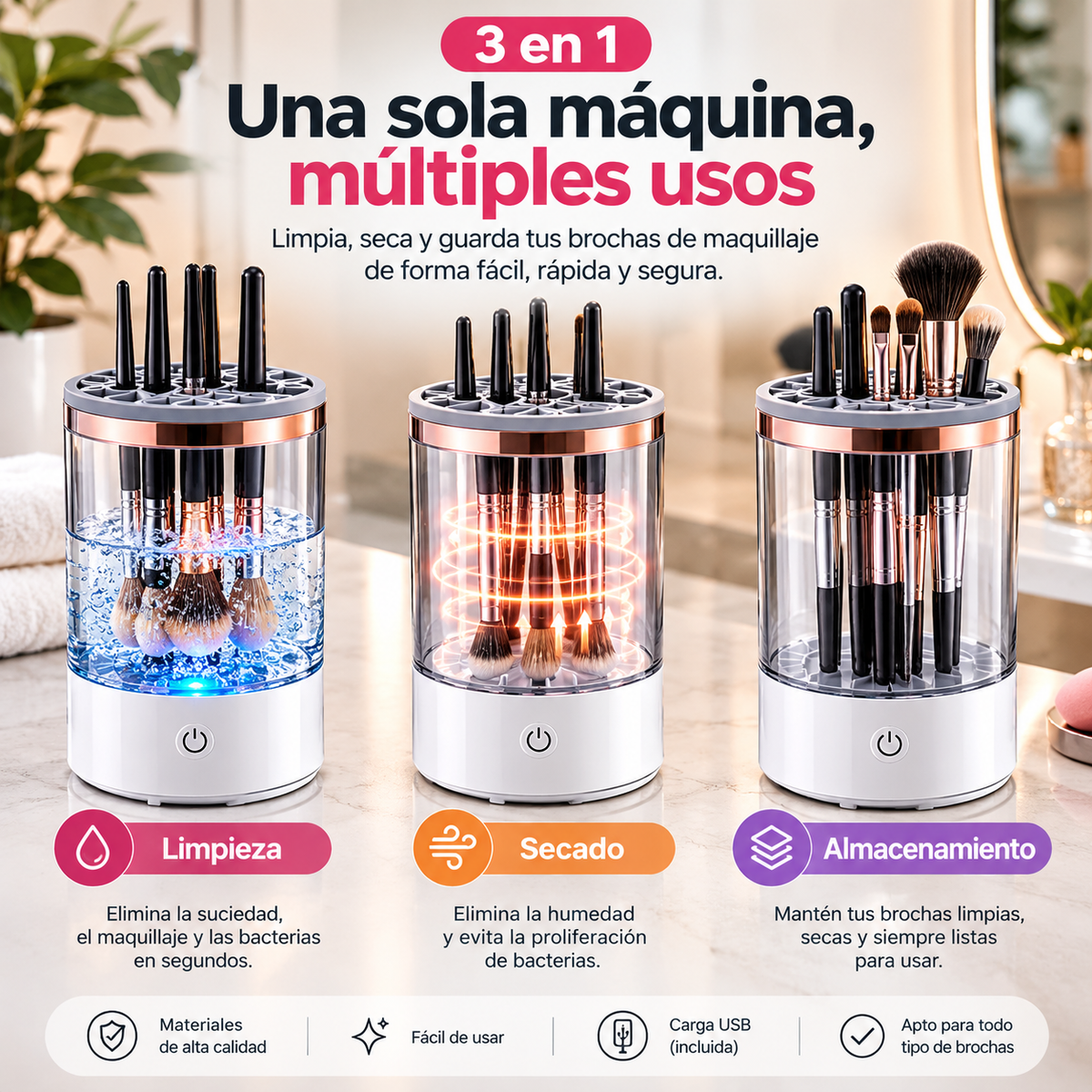 Limpiador Automático de Brochas de Maquillaje