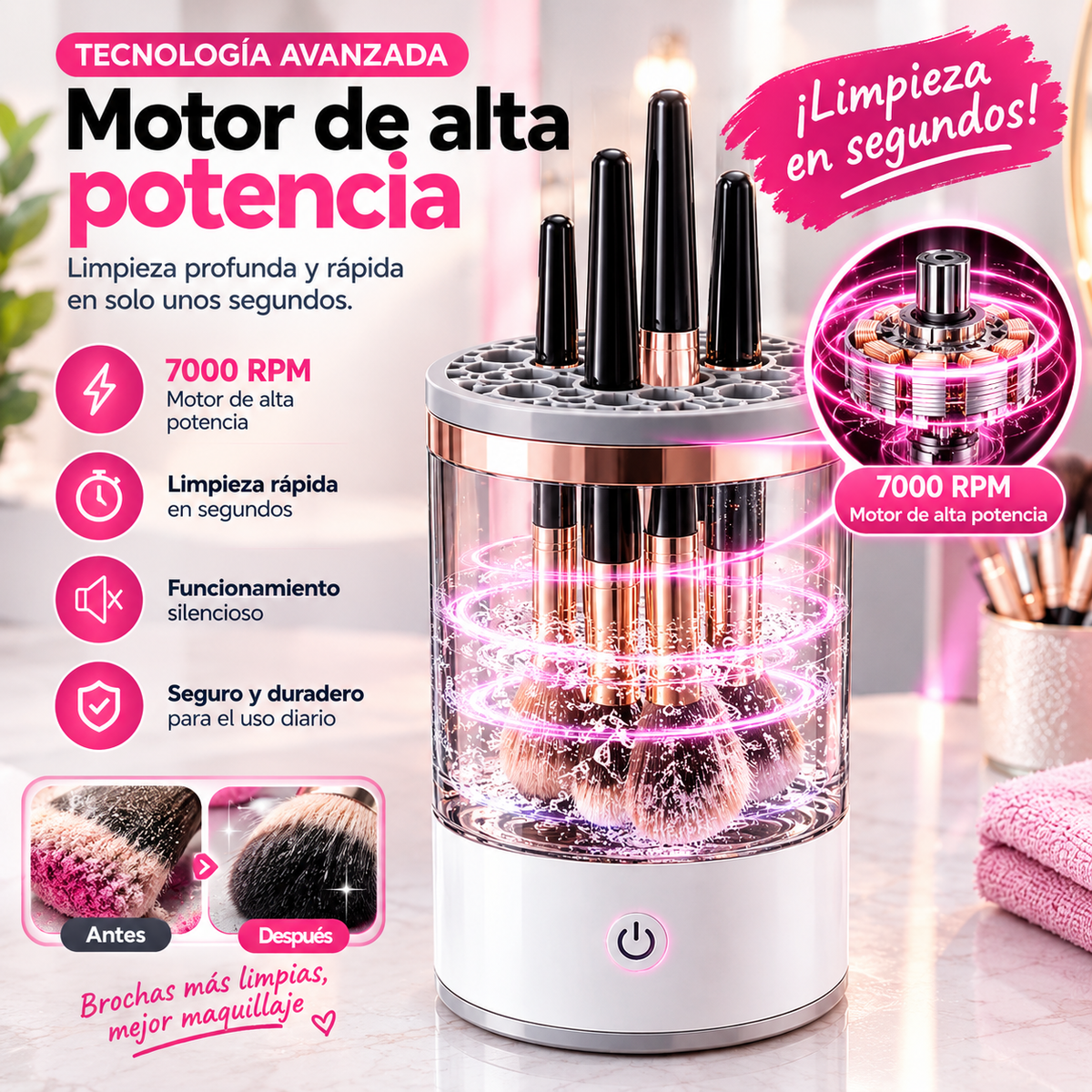 Limpiador Automático de Brochas de Maquillaje
