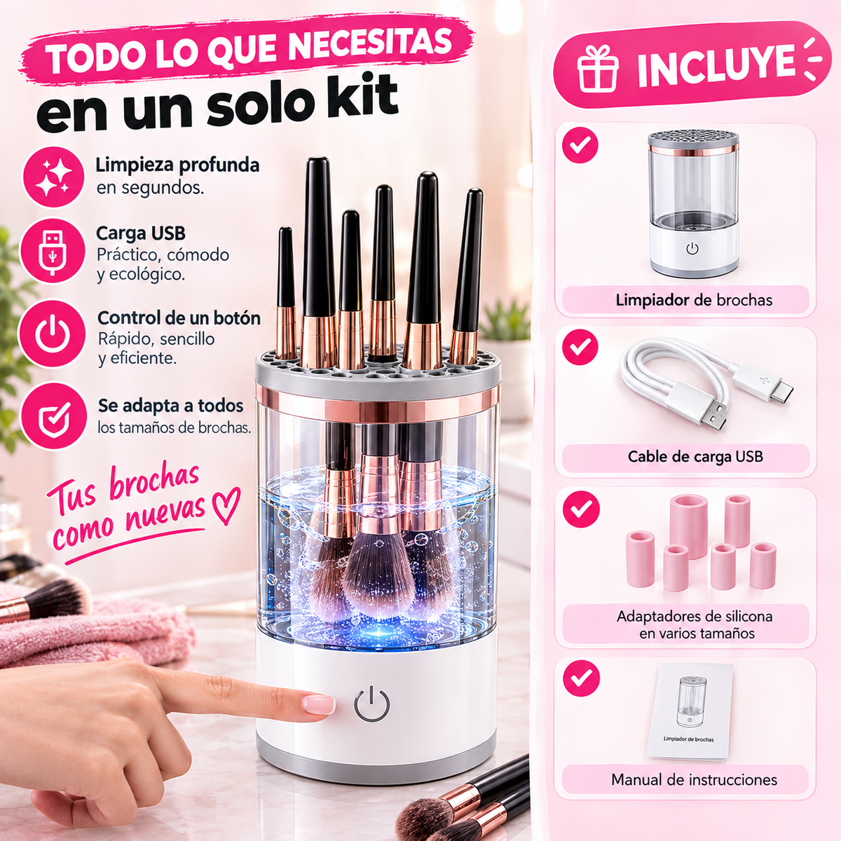 Limpiador Automático de Brochas de Maquillaje